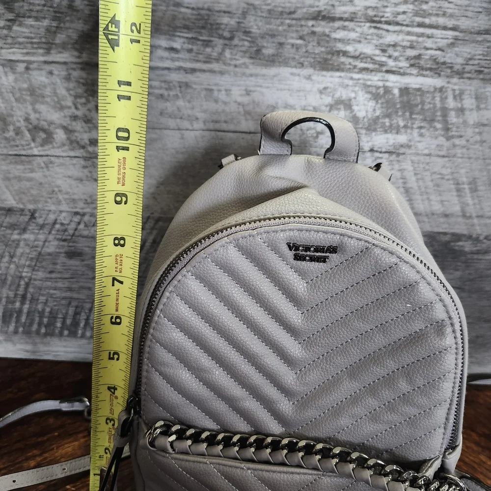Victoria's Secret Gray Mini Chunky Chain Adjustable Straps Mini Backpack